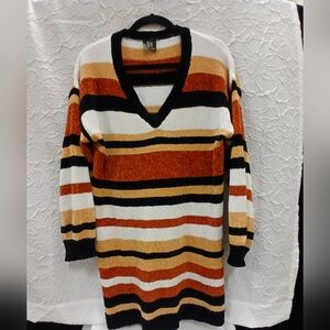 Striped Sweater with Black, White, and Orange